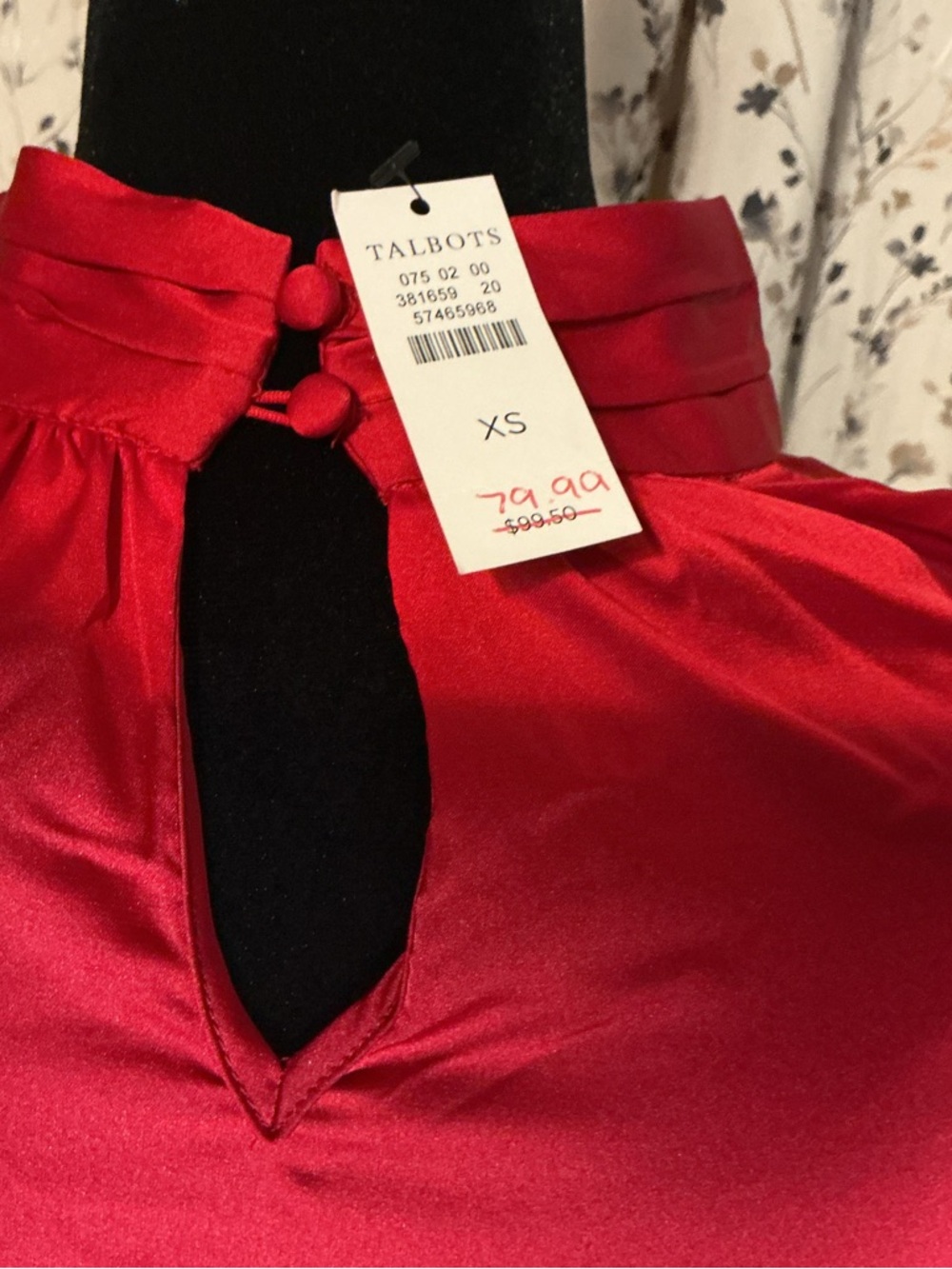 Talbots Red Keyhole Mock-Neck Blouse - Picture 13 of 15